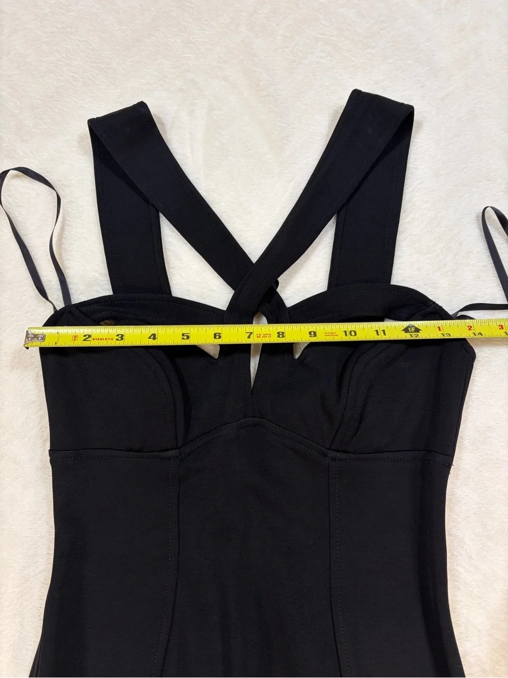 Vintage Black Cutout Cross-Strap Evening Dress
